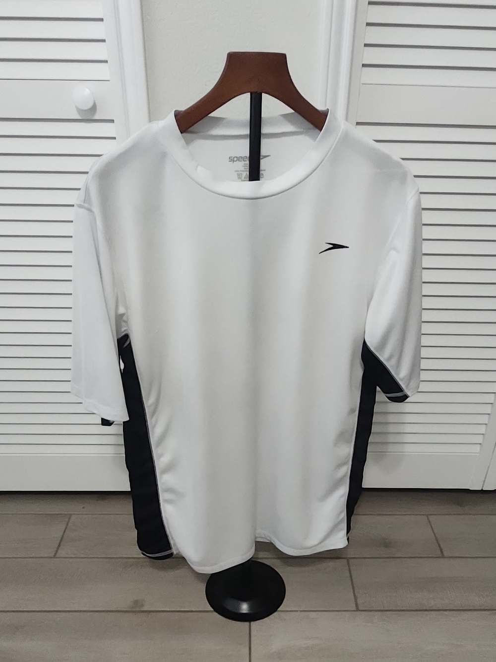 Speedo White Athletic Tee with Black Panels